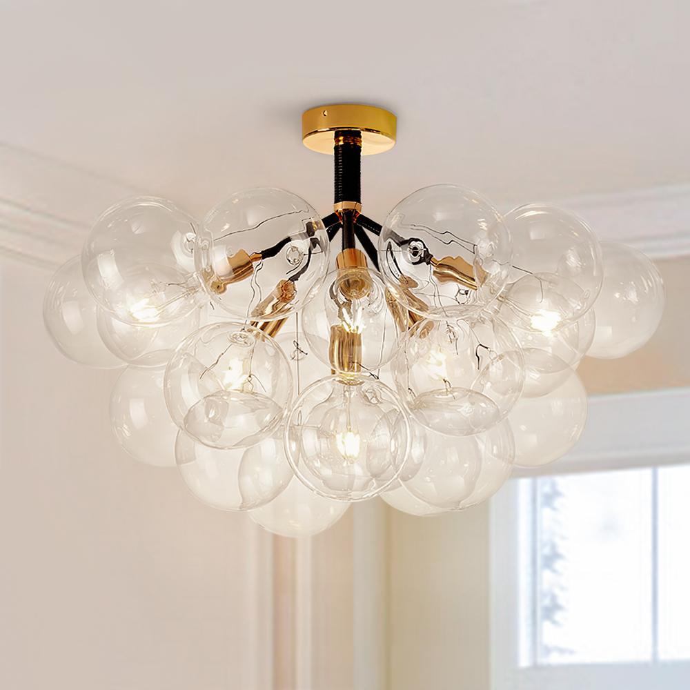 Modern Bubble Chandelier Light with Adjustable Cable and Brass Canopy for Dining Room 6