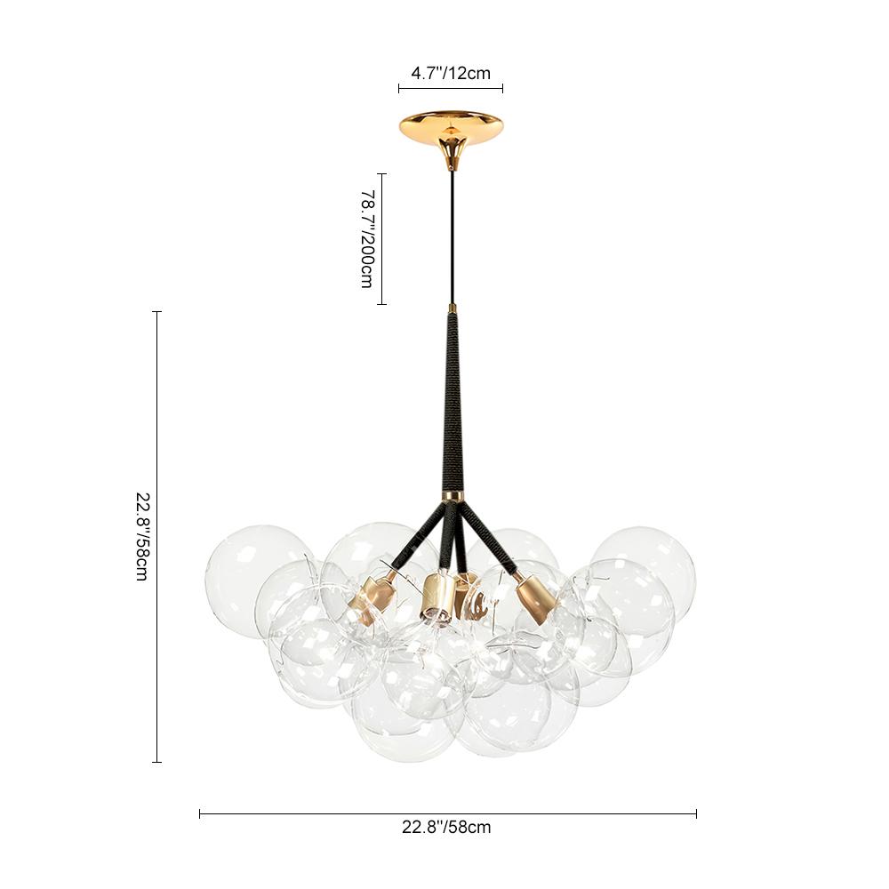 Modern Bubble Chandelier Light with Adjustable Cable and Brass Canopy for Dining Room 7