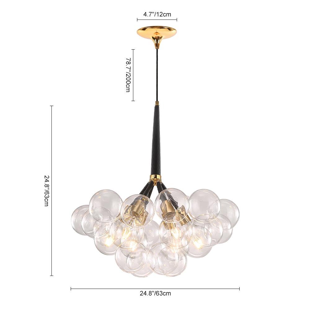 Modern Bubble Chandelier Light with Adjustable Cable and Brass Canopy for Dining Room 8