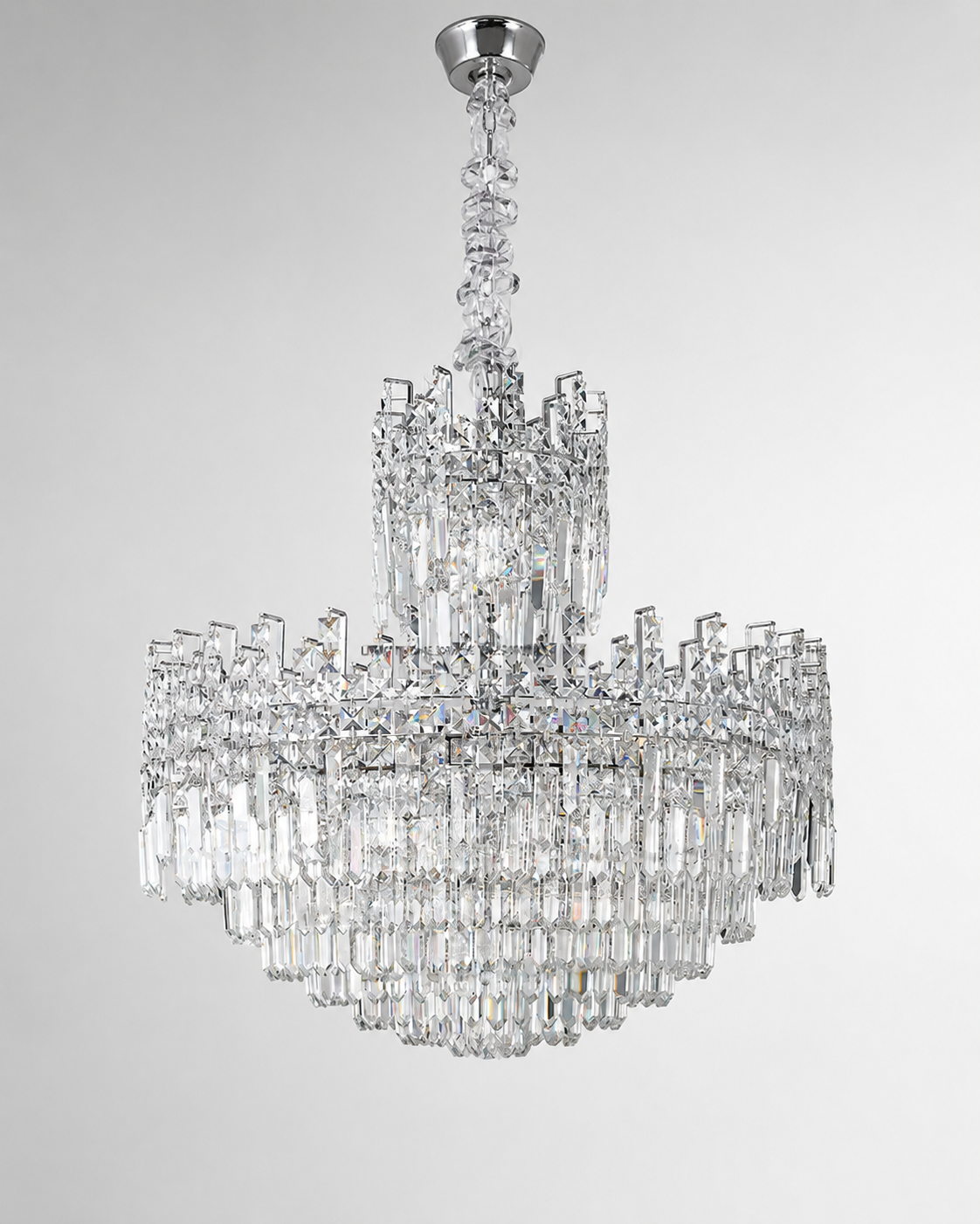 Modern Chandelier Light with K9 Crystals and Adjustable Height for Dining Room 000