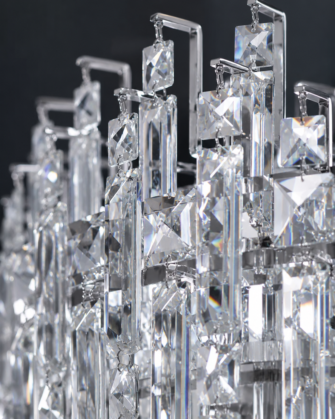 Modern Chandelier Light with K9 Crystals and Adjustable Height for Dining Room 333