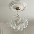 Modern Cluster Glass Bubble Chandelier Light with Brass Finish and Adjustable Height 0
