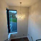 Modern Cluster Glass Bubble Chandelier Light with Brass Finish and Adjustable Height 10