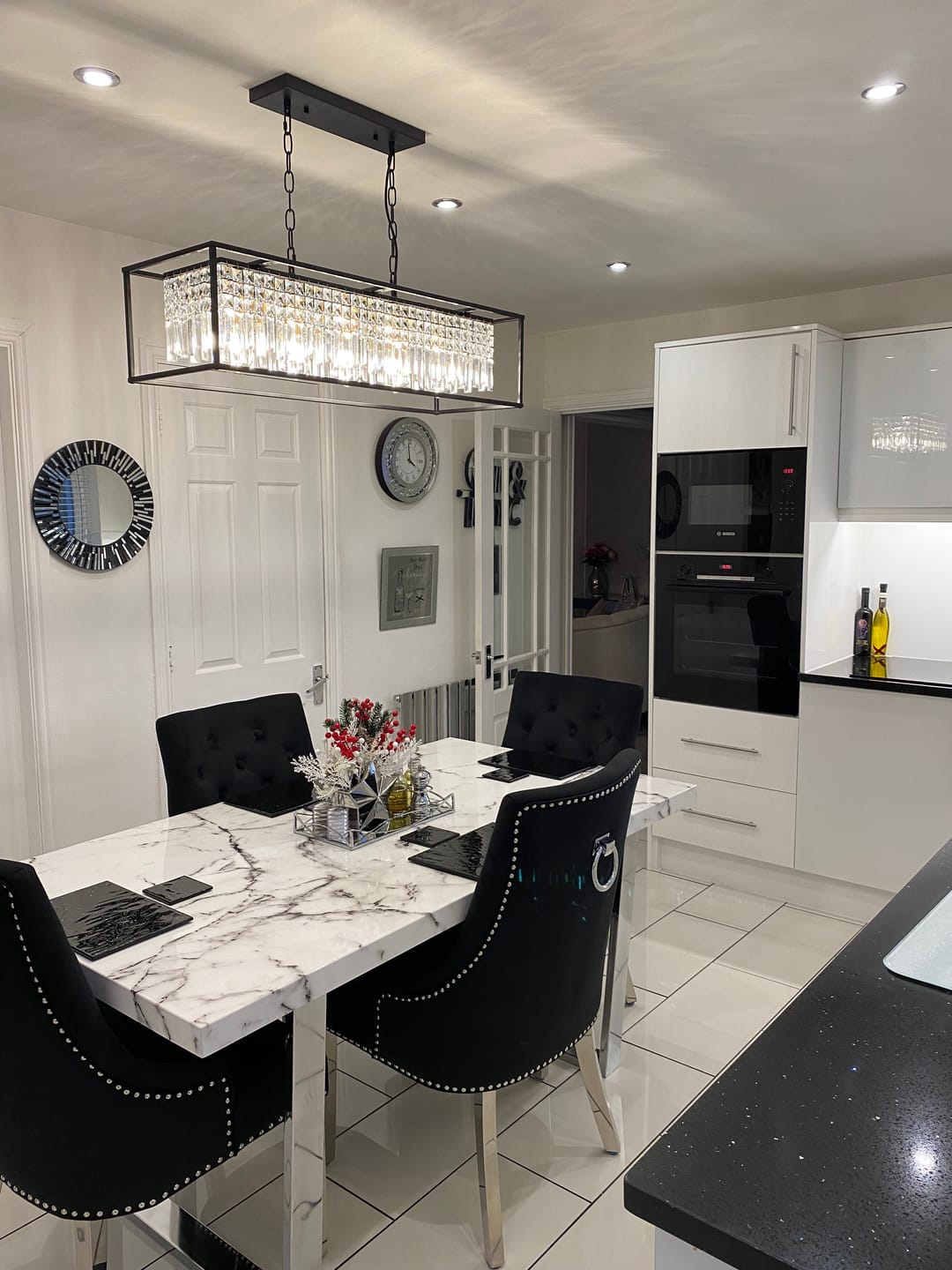 Modern Crystal Chandelier Light for Dining Room with Adjustable Height and Dimmable Features 1