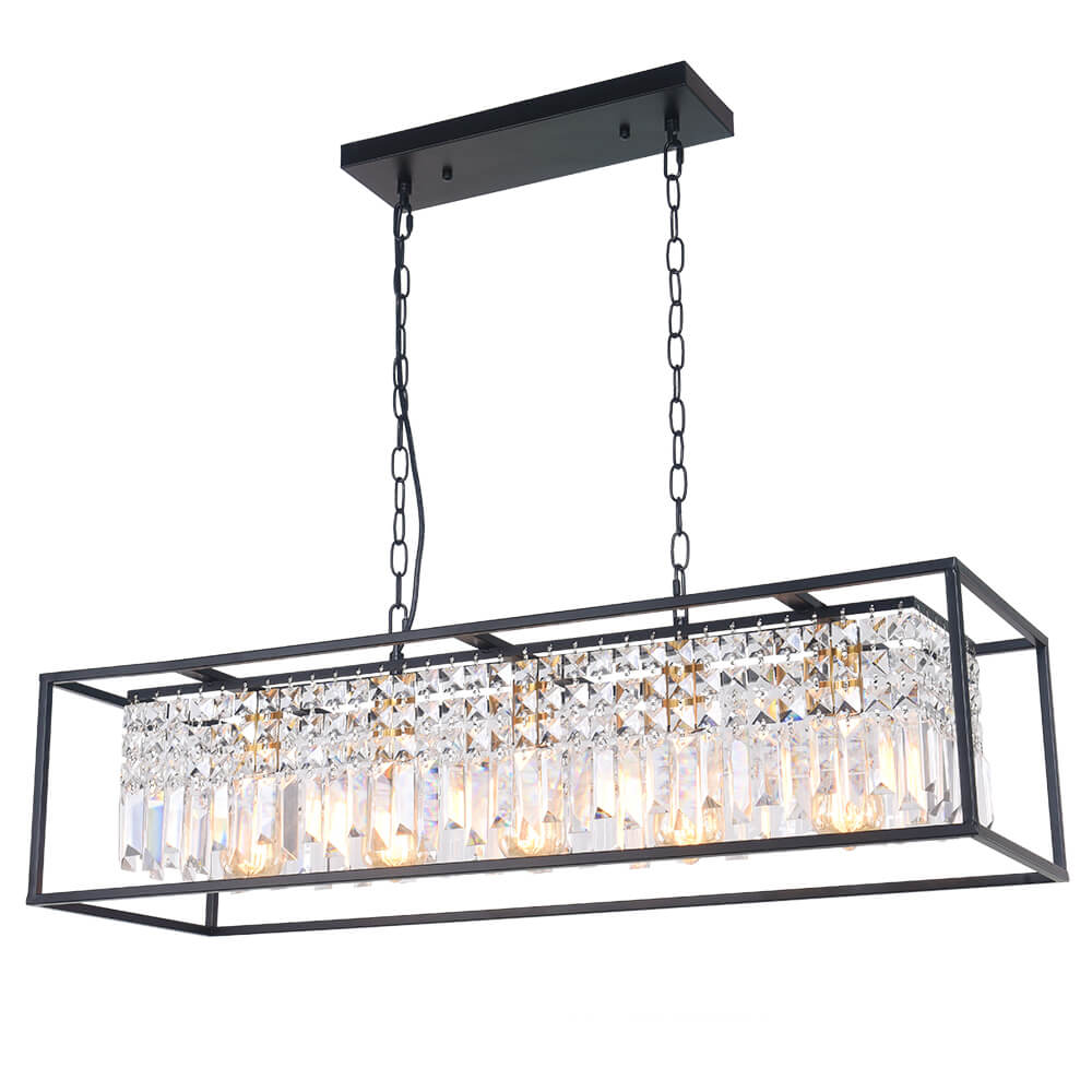 Modern Crystal Chandelier Light for Dining Room with Adjustable Height and Dimmable Features 2