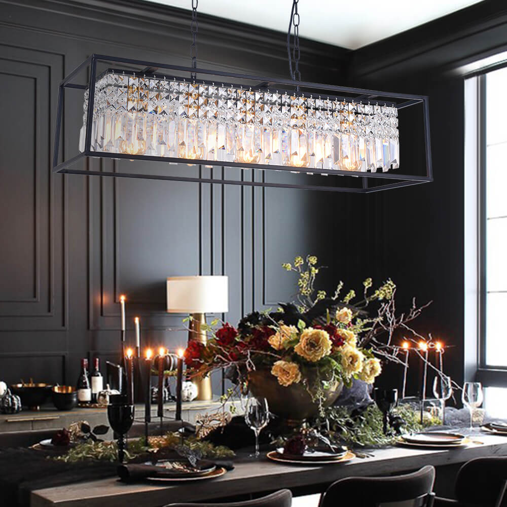 Modern Crystal Chandelier Light for Dining Room with Adjustable Height and Dimmable Features 3