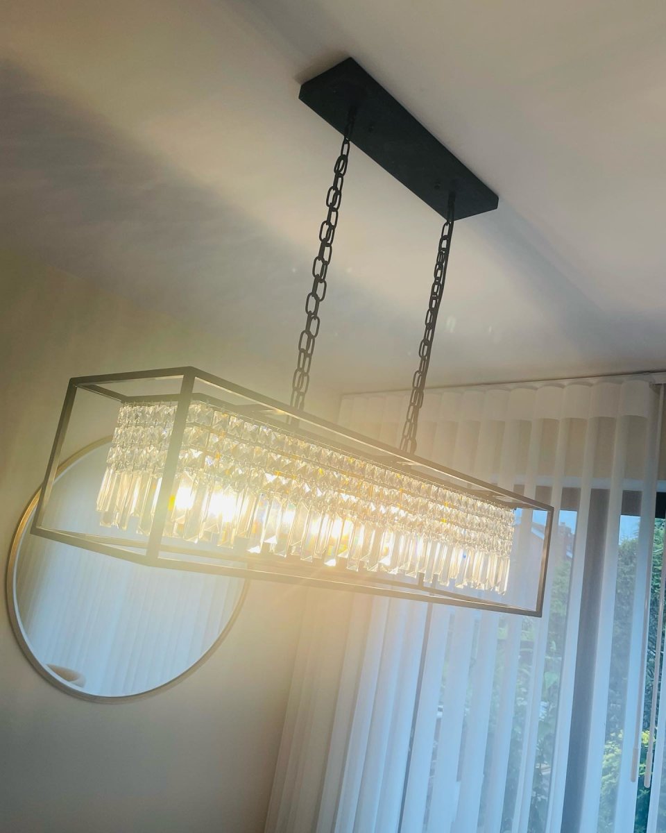 Modern Crystal Chandelier Light for Dining Room with Adjustable Height and Dimmable Features 4