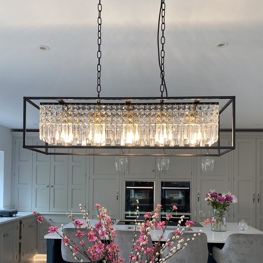 Modern Crystal Chandelier Light for Dining Room with Adjustable Height and Dimmable Features 6