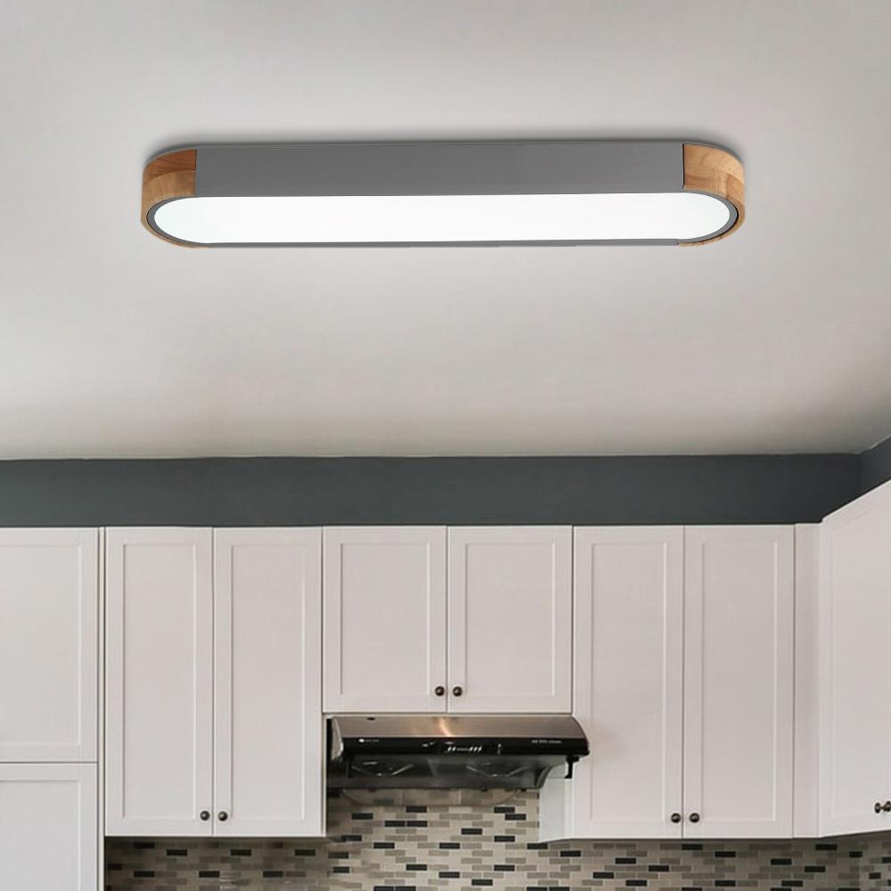 Modern Dimmable LED Flush Mount Ceiling Light with Gray Wooden Finish 1