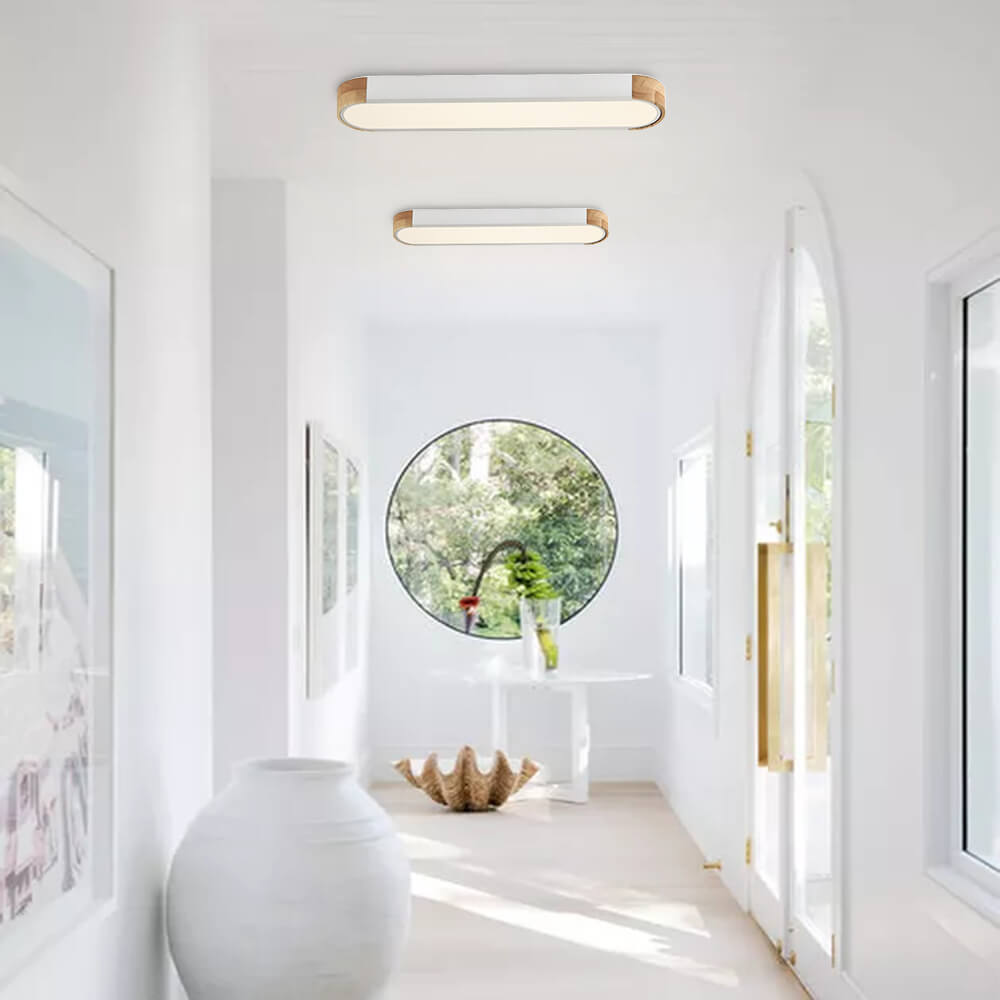 Modern Dimmable LED Flush Mount Ceiling Light with Gray Wooden Finish 3