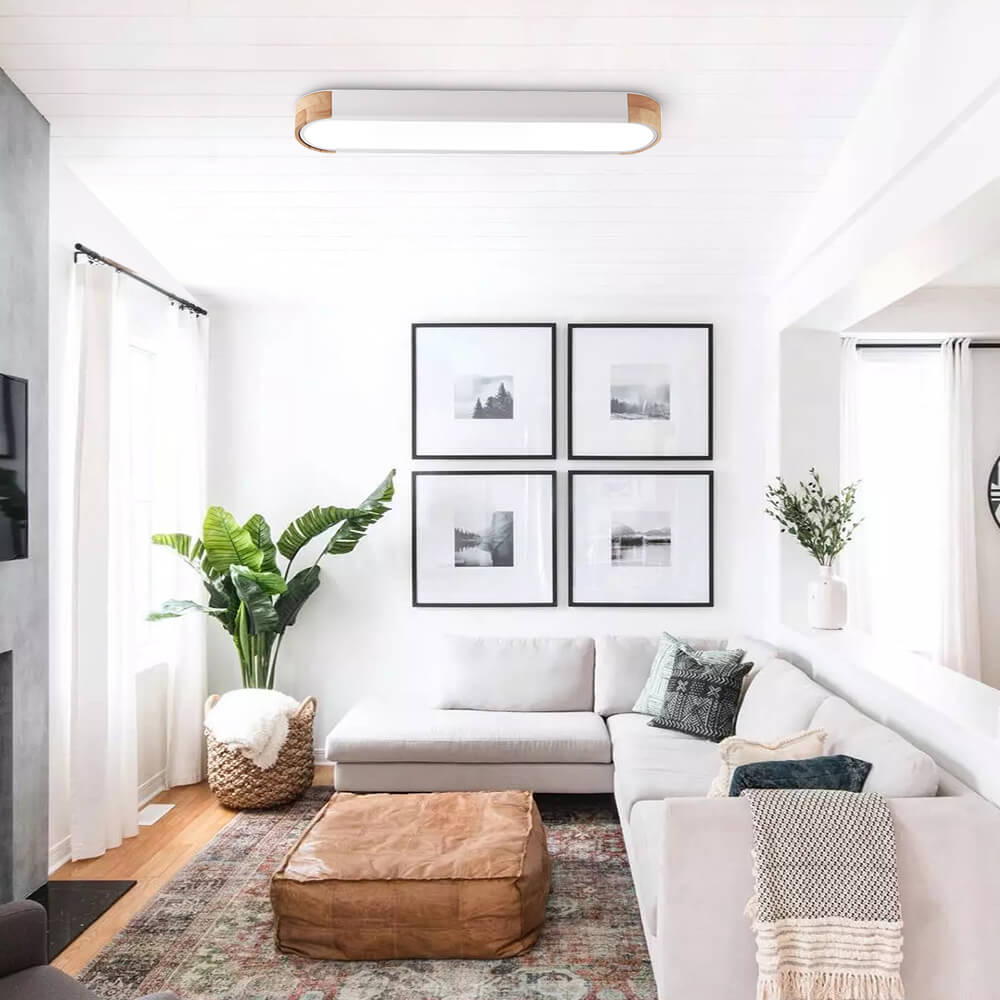 Modern Dimmable LED Flush Mount Ceiling Light with Gray Wooden Finish 5