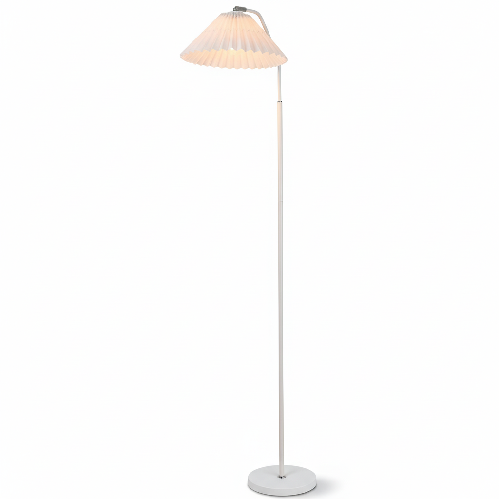 Modern Floor Lamp with Fabric Shade and Adjustable Height for Living Room 1