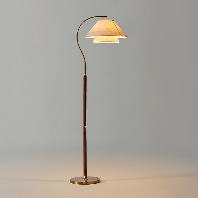 Modern Floor Lamp with Metal and Fabric Adjustable Shade for Living Room 0