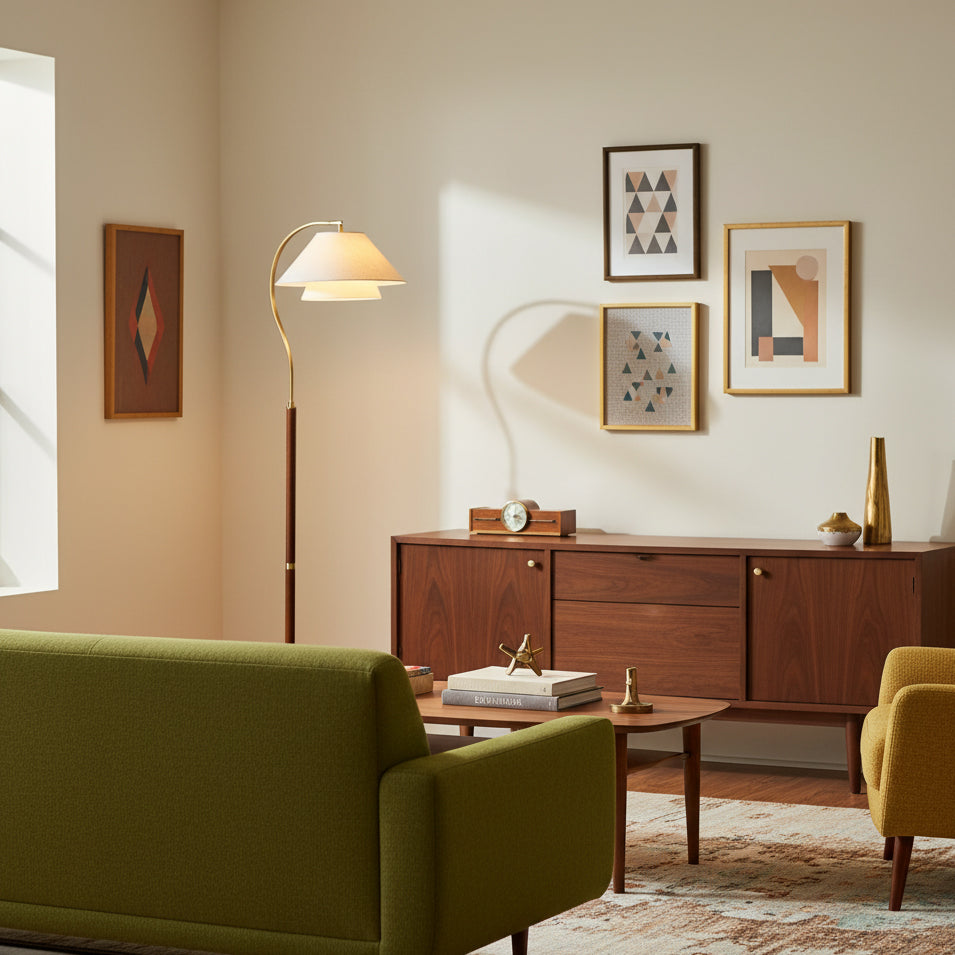 Modern Floor Lamp with Metal and Fabric Adjustable Shade for Living Room 5