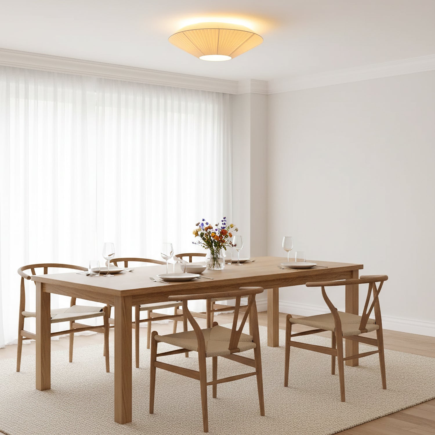 Modern Flush Mount Ceiling Light Fixture with Adjustable Brightness in White and Silver 3