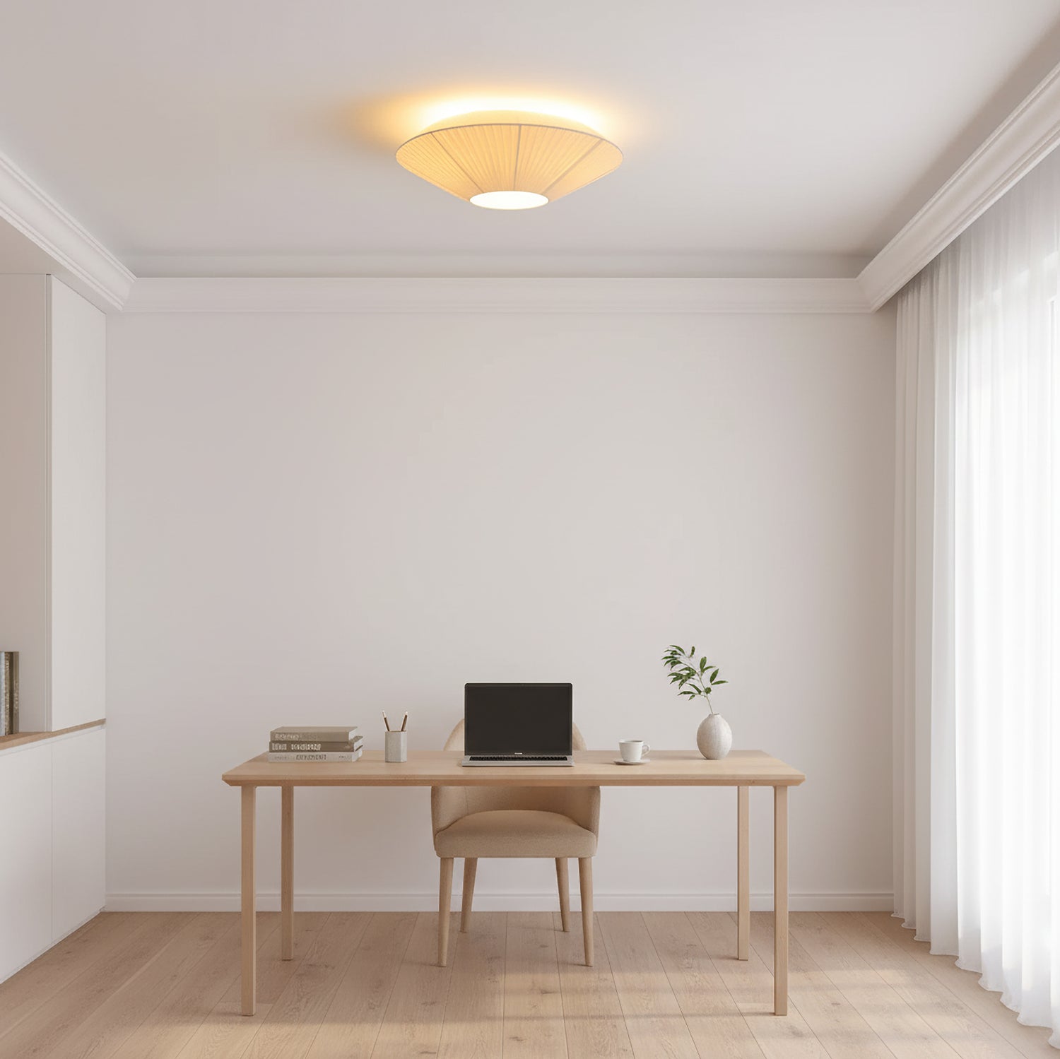 Modern Flush Mount Ceiling Light Fixture with Adjustable Brightness in White and Silver 4