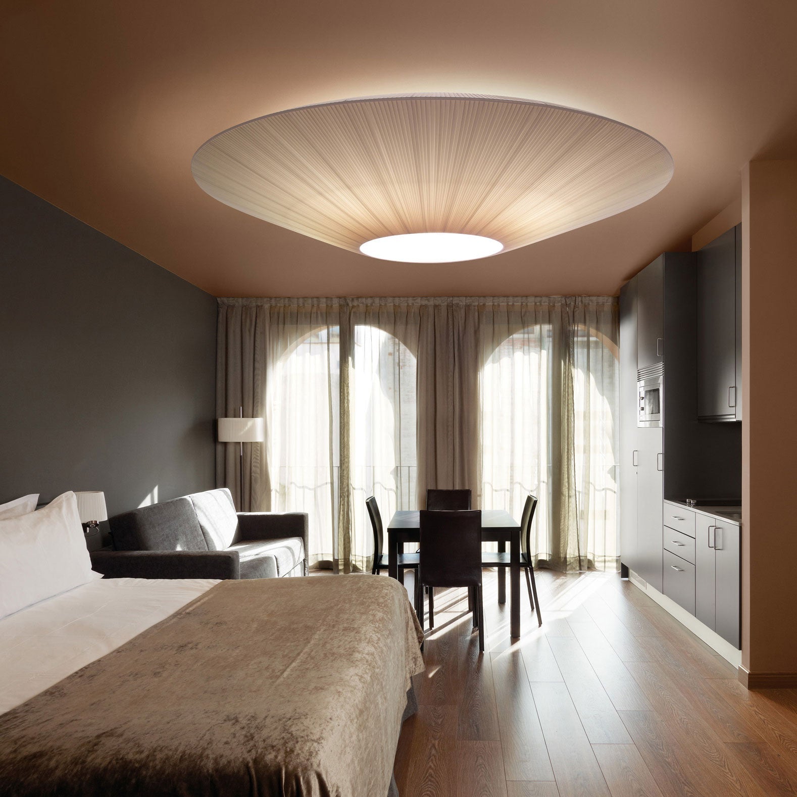 Modern Flush Mount Ceiling Light Fixture with Adjustable Brightness in White and Silver 5