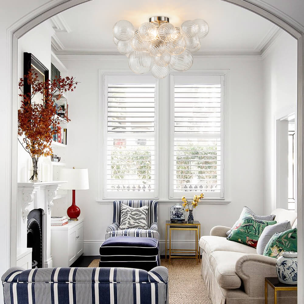 Modern Glass Bubble Chandelier Light with Brass Finish for Living Room 1