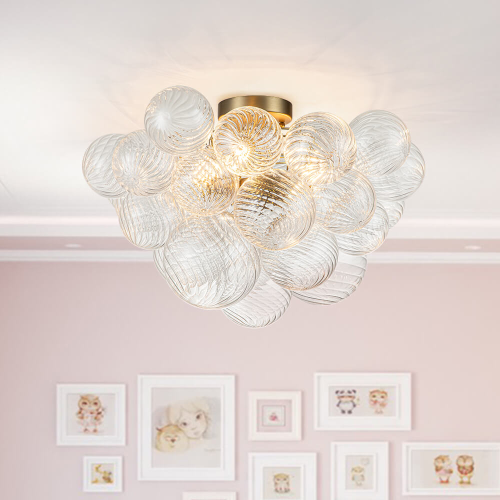 Modern Glass Bubble Chandelier Light with Brass Finish for Living Room 5