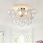 Modern Glass Bubble Chandelier Light with Brass Finish for Living Room 8