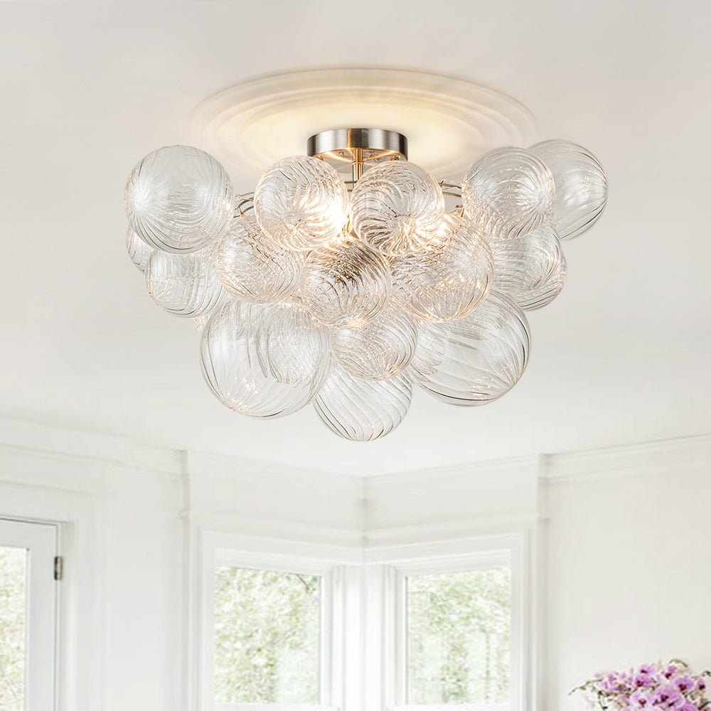 Modern Glass Bubble Chandelier Light with Brass Finish for Living Room 8