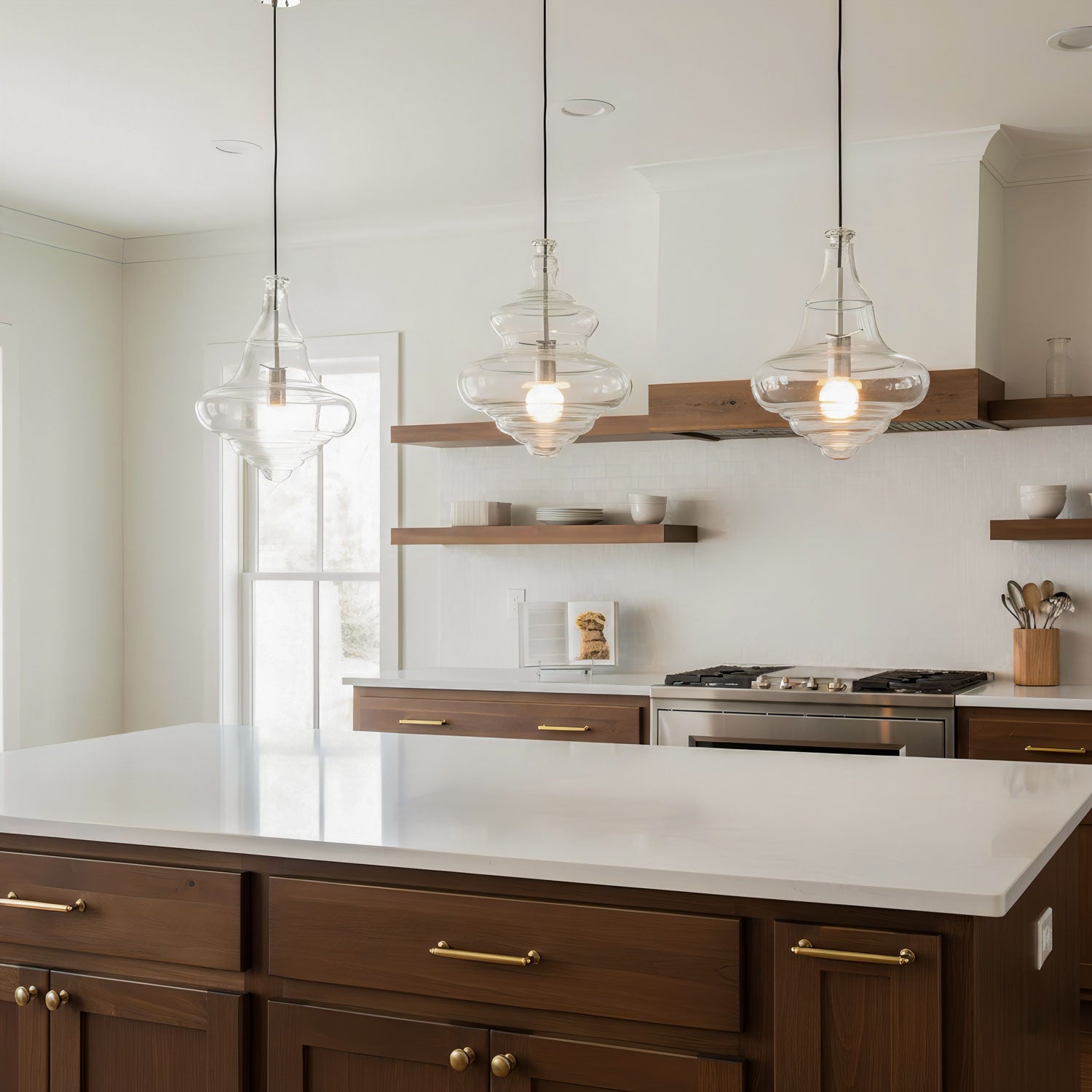 Modern Glass Pendant Light Fixture with Adjustable Height for Kitchen and Dining 2