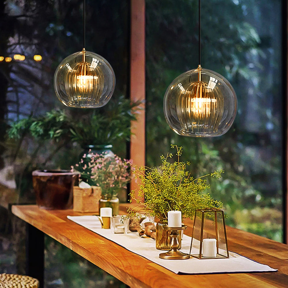 Modern Glass Pendant Light in Clear and Amber Shades for Kitchen and Dining 2