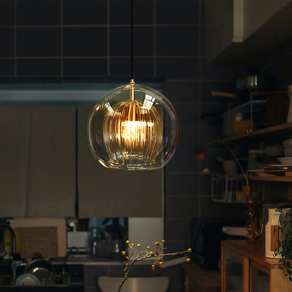 Modern Glass Pendant Light in Clear and Amber Shades for Kitchen and Dining 9