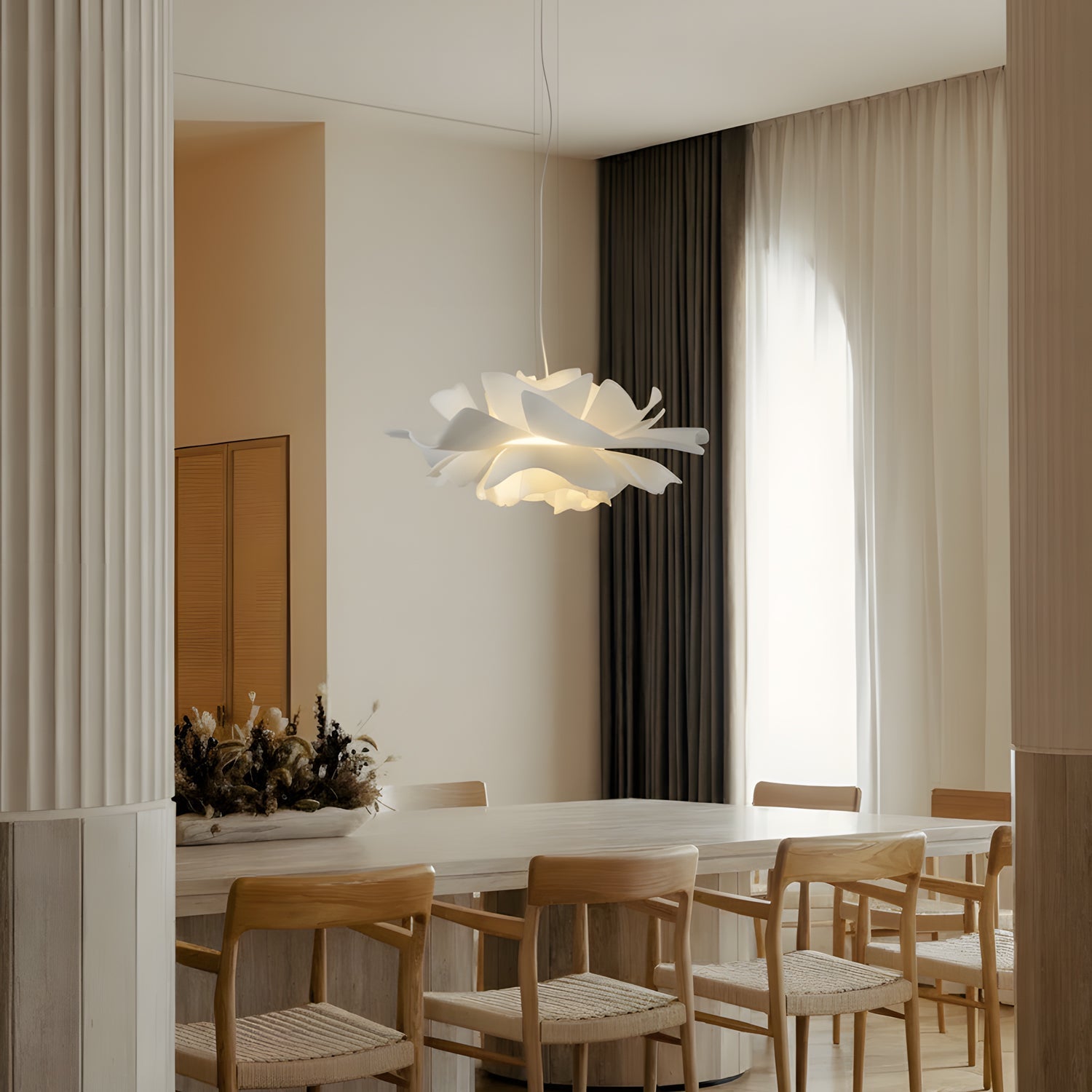 Modern Glass Pendant Light in Soft Ivory with Warm Accents for Kitchen Lighting 2