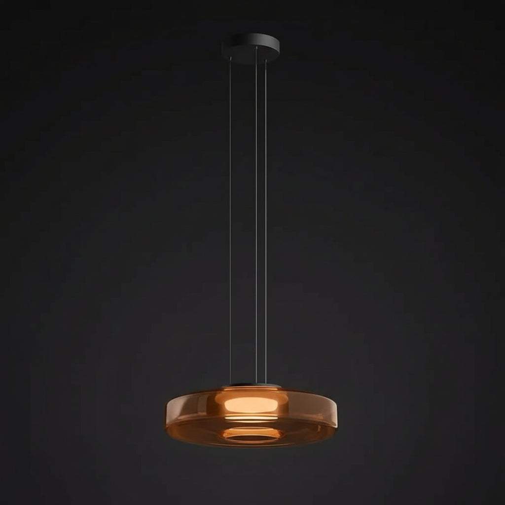 Modern Glass Pendant Light with Polished Metal Finish for Kitchen and Dining 0