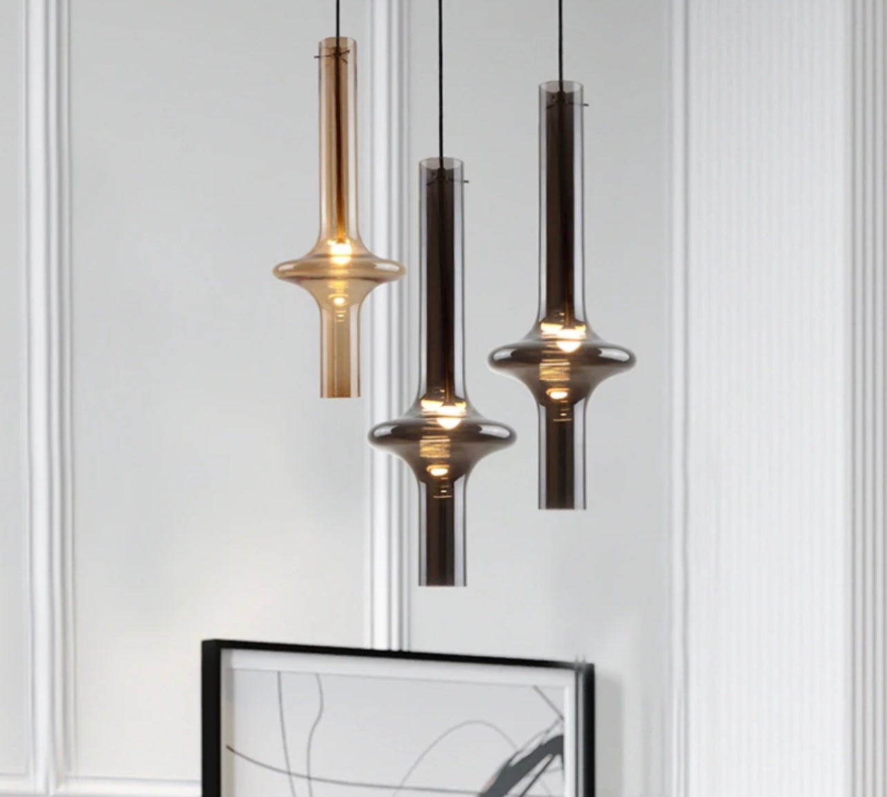 Modern Glass Pendant Lighting with Hourglass Design for Dining Areas 2