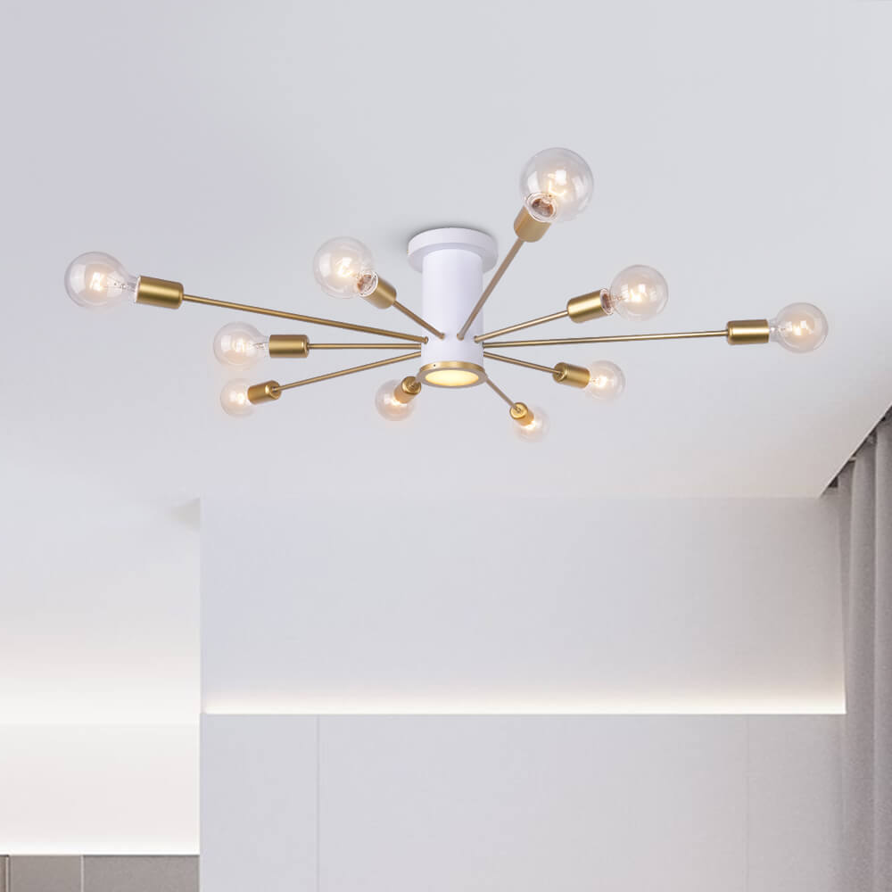 Modern Gold Ceiling Light Fixture with Globe Glass Shades for Kitchen 6