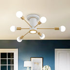 Modern Gold Ceiling Light Fixture with Globe Glass Shades for Kitchen 7