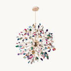 Modern Gold Chandelier Light with Natural Agate Accents for Dining Room 1