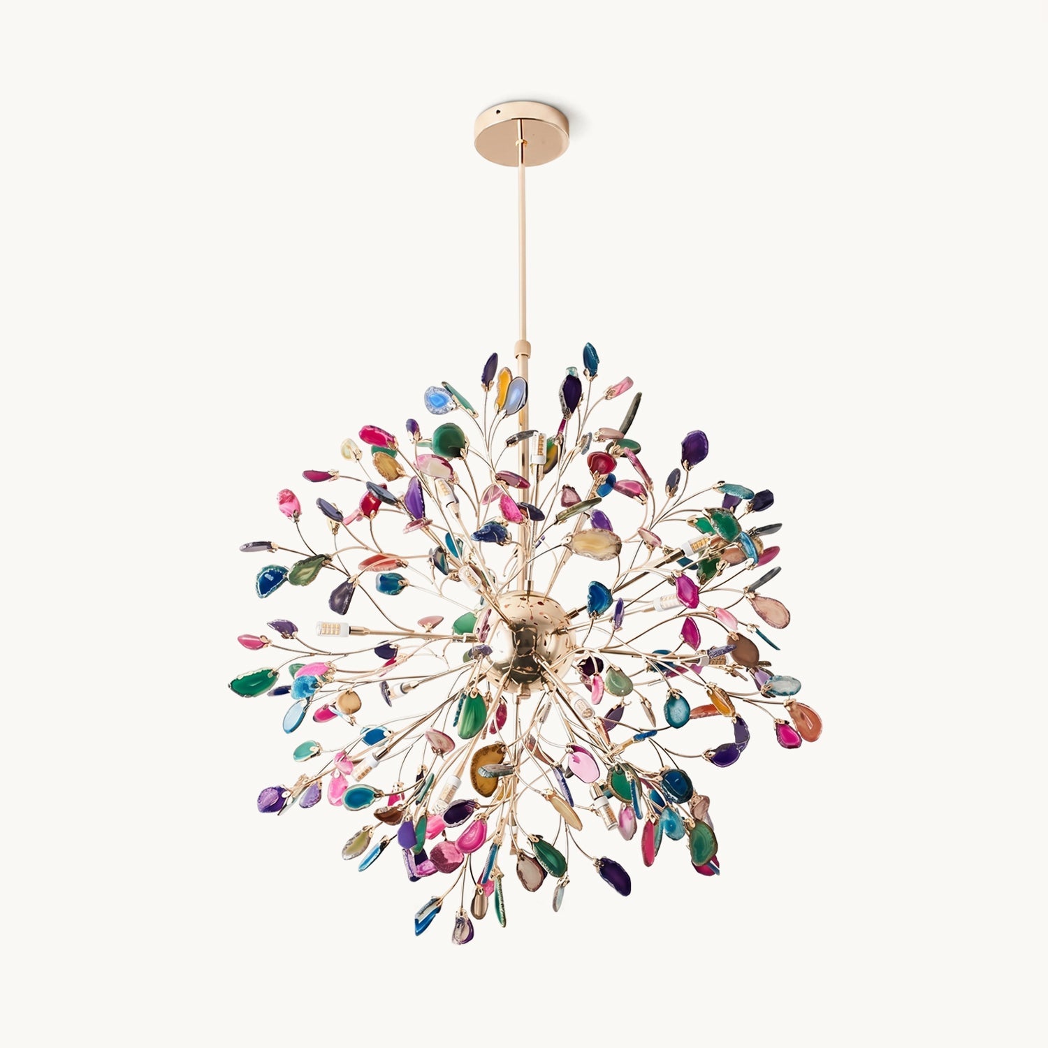 Modern Gold Chandelier Light with Natural Agate Accents for Dining Room 1