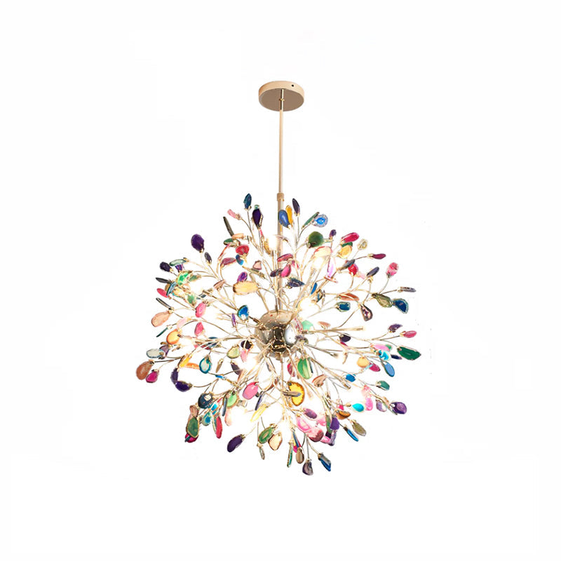 Modern Gold Chandelier Light with Natural Agate Accents for Dining Room 10
