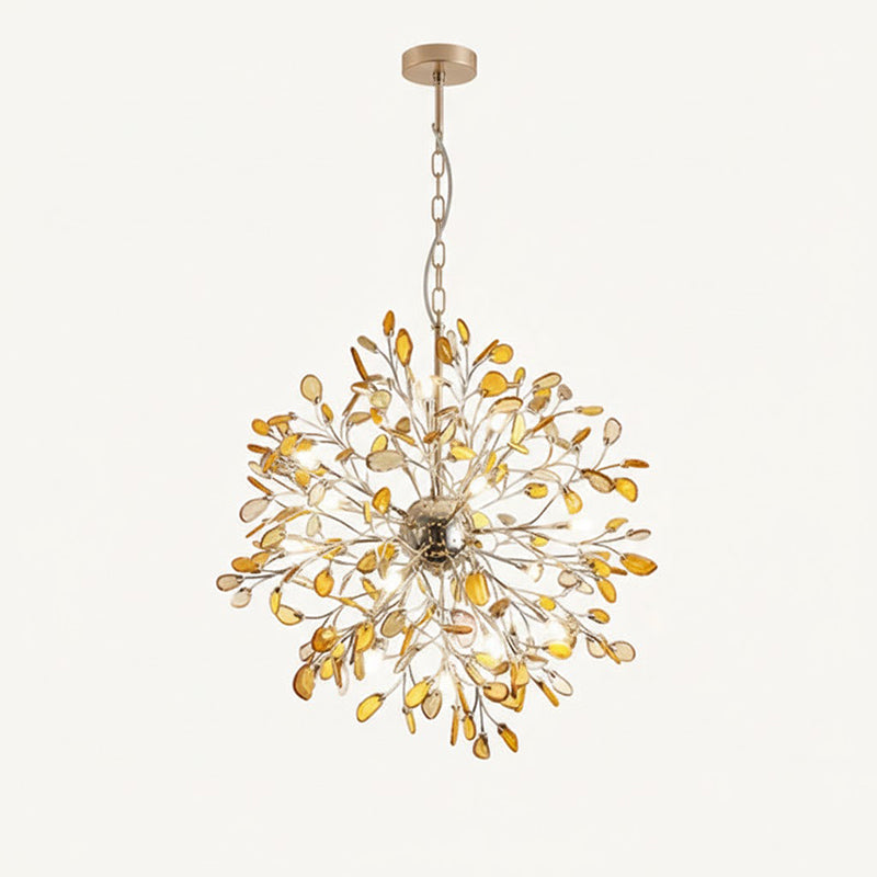 Modern Gold Chandelier Light with Natural Agate Accents for Dining Room 11