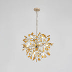 Modern Gold Chandelier Light with Natural Agate Accents for Dining Room 12