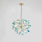 Modern Gold Chandelier Light with Natural Agate Accents for Dining Room 14