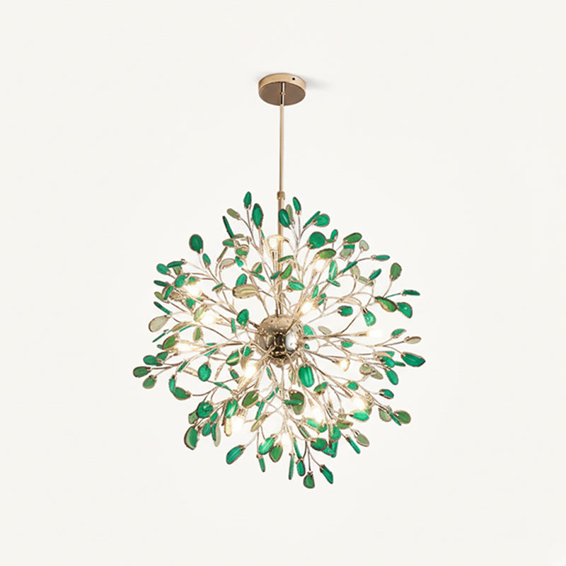 Modern Gold Chandelier Light with Natural Agate Accents for Dining Room 16