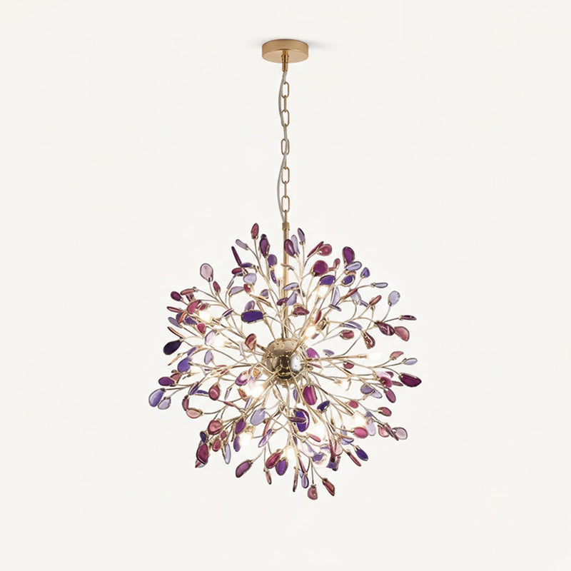 Modern Gold Chandelier Light with Natural Agate Accents for Dining Room 17