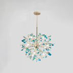 Modern Gold Chandelier Light with Natural Agate Accents for Dining Room 19