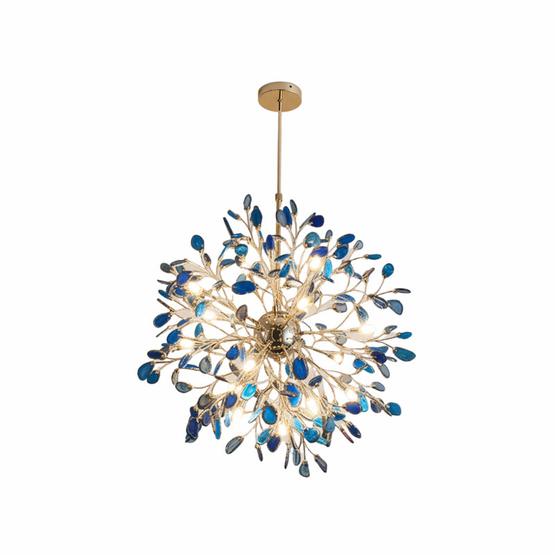 Modern Gold Chandelier Light with Natural Agate Accents for Dining Room 20