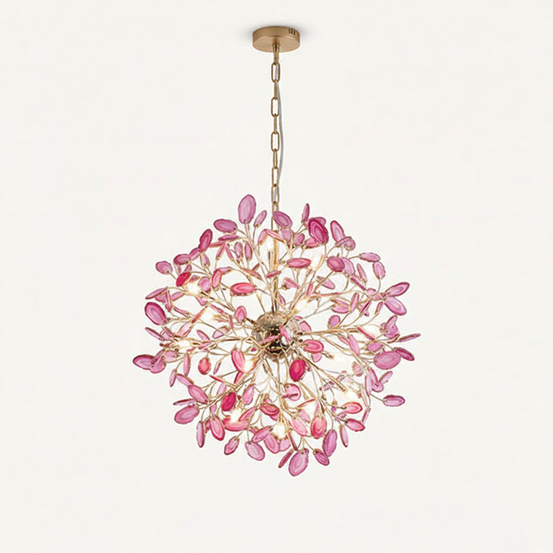 Modern Gold Chandelier Light with Natural Agate Accents for Dining Room 21