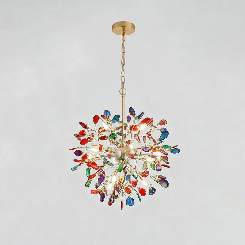 Modern Gold Chandelier Light with Natural Agate Accents for Dining Room 23