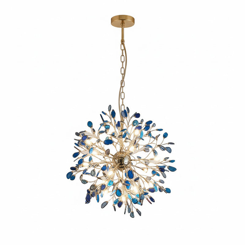 Modern Gold Chandelier Light with Natural Agate Accents for Dining Room 24