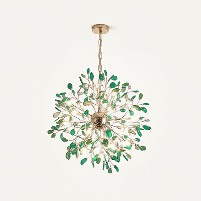 Modern Gold Chandelier Light with Natural Agate Accents for Dining Room 27
