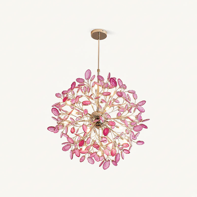 Modern Gold Chandelier Light with Natural Agate Accents for Dining Room 28
