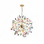 Modern Gold Chandelier Light with Natural Agate Accents for Dining Room 29