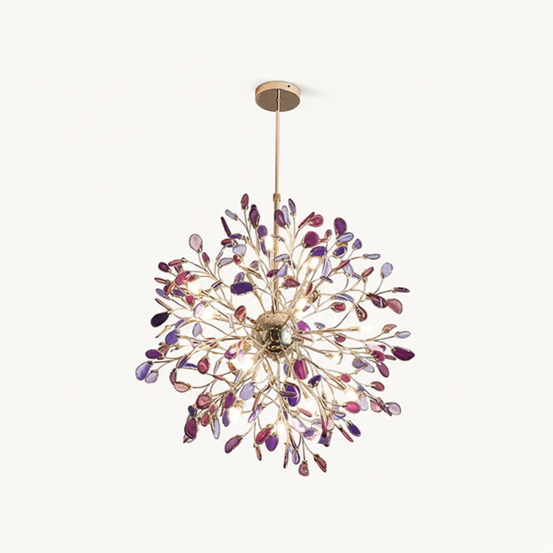 Modern Gold Chandelier Light with Natural Agate Accents for Dining Room 30